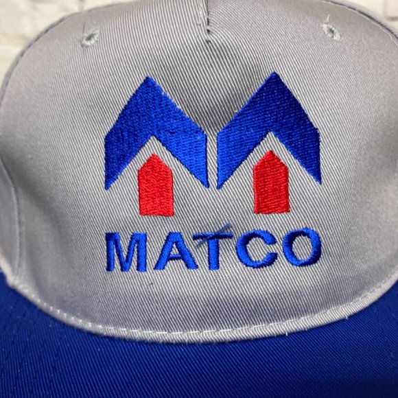 Vintage Hat Cap Snapback Gray Blue MATCO Embroidered 90s Adjustable Poly Cotton - Picture 6 of 8